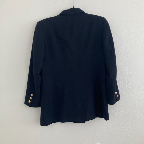 Vintage Austin Reed 100% Wool Navy Blue Blazer Double Breasted Preppy Academia 6 - Picture 8 of 14